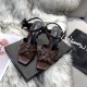 Saint Laurent Tribute High Heel Sandals In Chocolate Calfskin