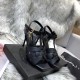 Saint Laurent Tribute High Heel Sandals In Black Calfskin