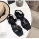 Saint Laurent Cassandra Flat Sandals In Black Calfskin