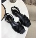 Saint Laurent Tribute Flat Sandals In Black Leather