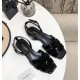 Saint Laurent Tribute Flat Sandals In Black Patent Leather