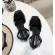 Saint Laurent Tribute Flat Sandals In Black Patent Leather