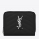 Saint Laurent Compact Zip Around Wallet In Noir Leather