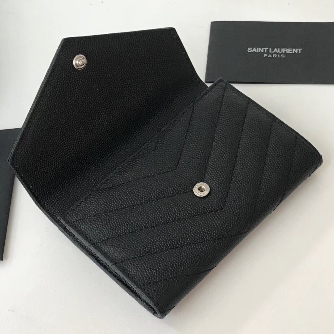 Saint Laurent Small Envelope Wallet In Noir Leather