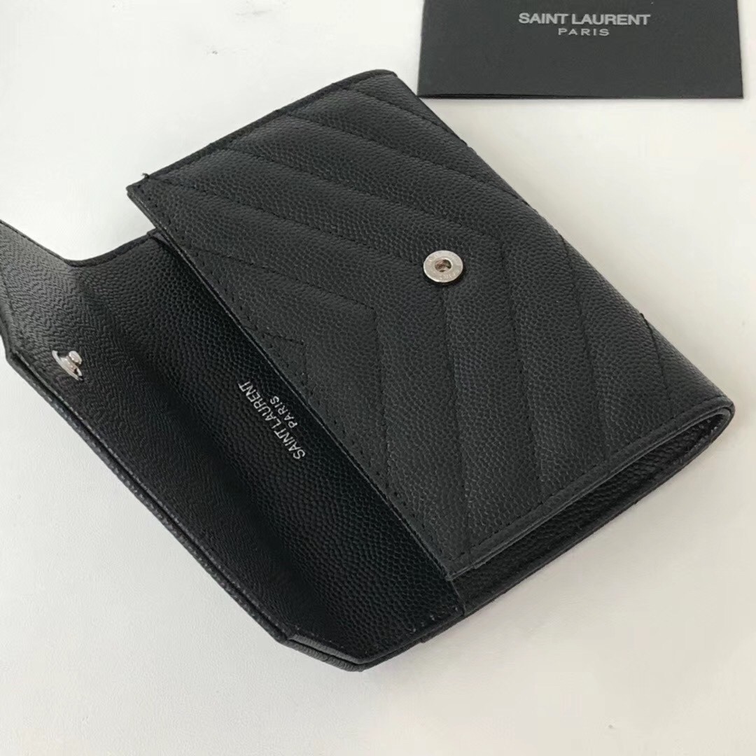 Saint Laurent Small Envelope Wallet In Noir Leather