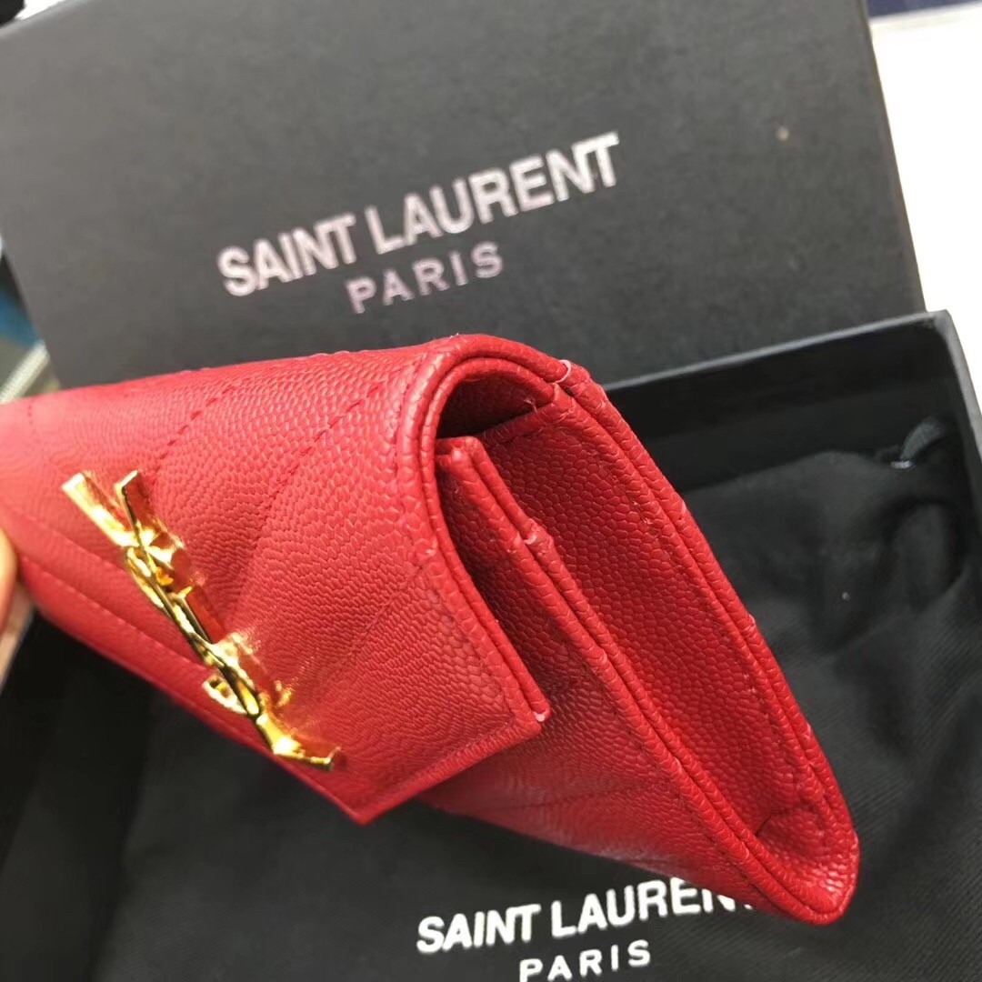 Saint Laurent Small Envelope Wallet In Red Leather