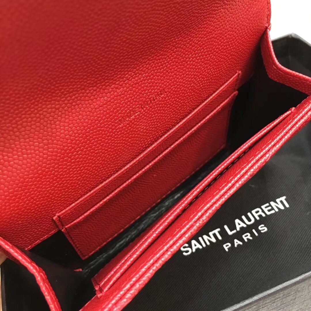 Saint Laurent Small Envelope Wallet In Red Leather