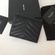 Saint Laurent Compact Tri Fold Wallet In Noir Leather