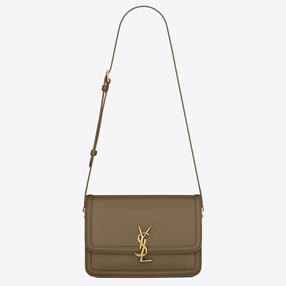 Saint Laurent Solferino Medium Bag In Khaki Calfskin