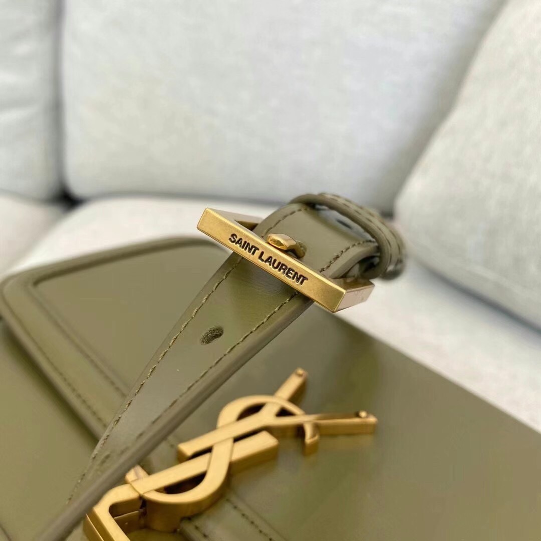 Saint Laurent Solferino Medium Bag In Khaki Calfskin