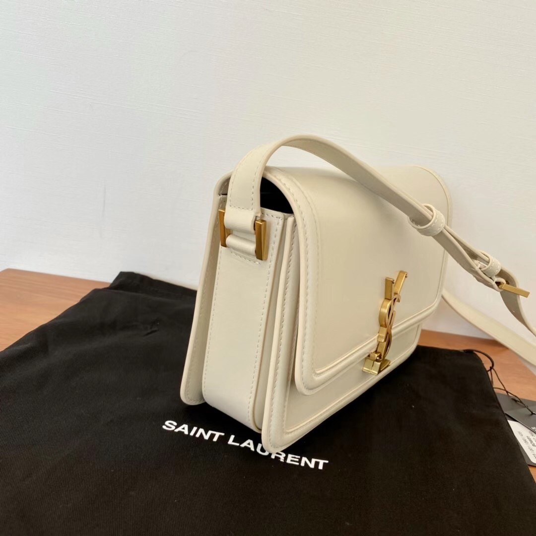 Saint Laurent Solferino Medium Bag In White Calfskin