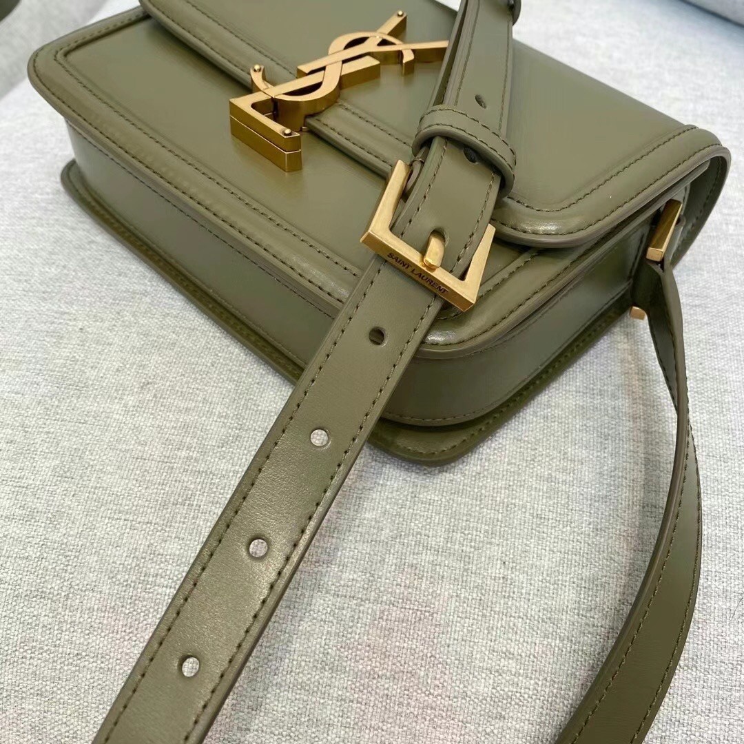 Saint Laurent Solferino Small Bag In Khaki Calfskin