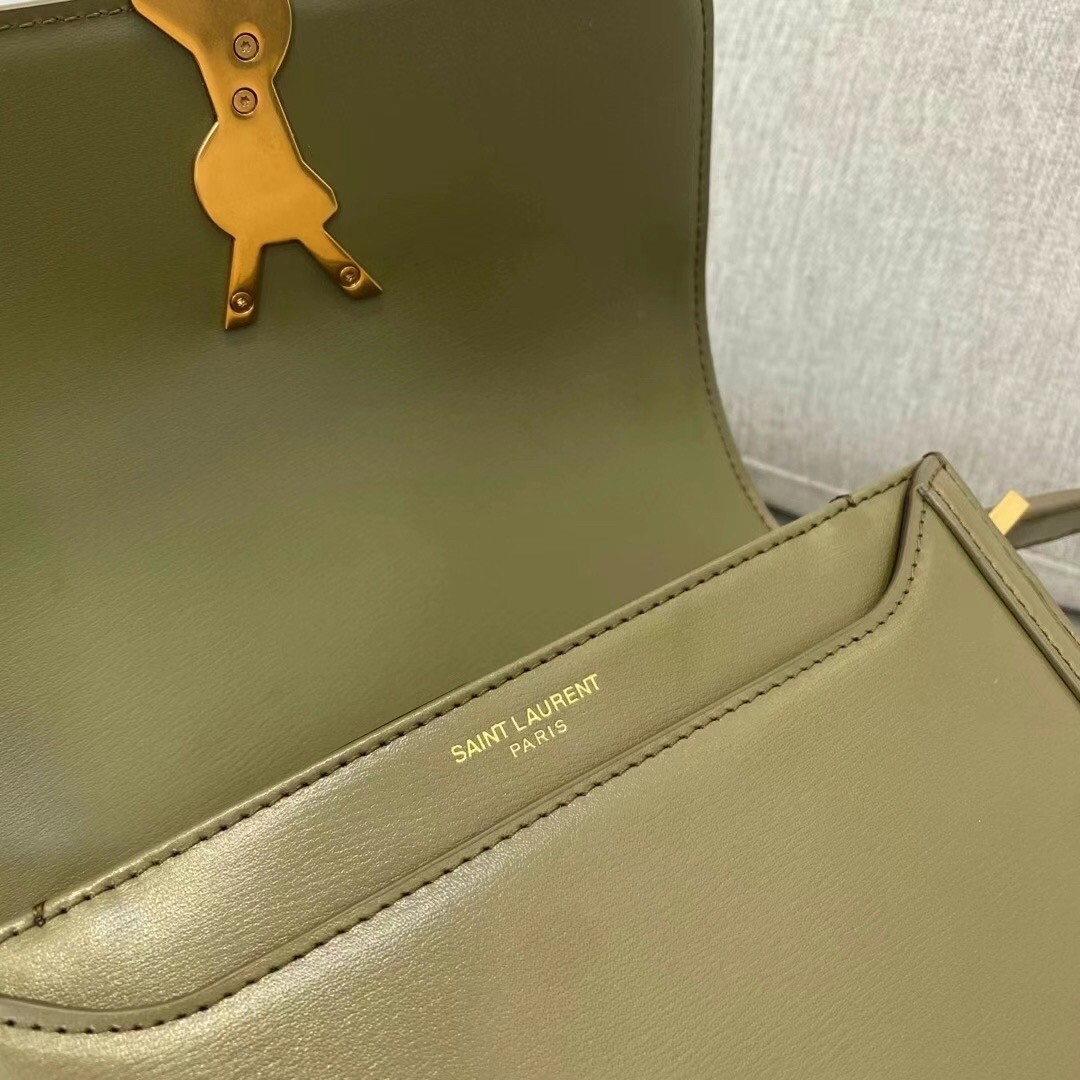 Saint Laurent Solferino Small Bag In Khaki Calfskin