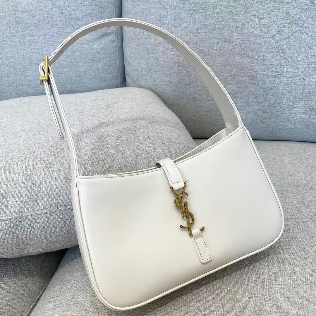 Saint Laurent Le 5 À 7 Hobo Bag In White Leather