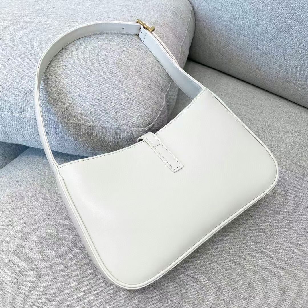 Saint Laurent Le 5 À 7 Hobo Bag In White Leather