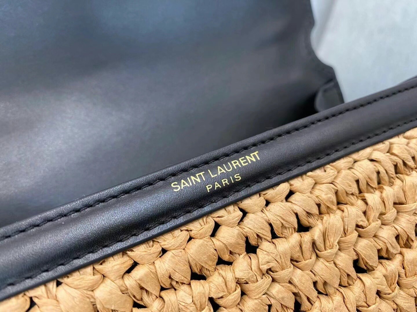 Saint Laurent Cassandra Mini Top Handle Bag In Raffia