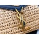 Saint Laurent Cassandra Mini Top Handle Bag In Raffia