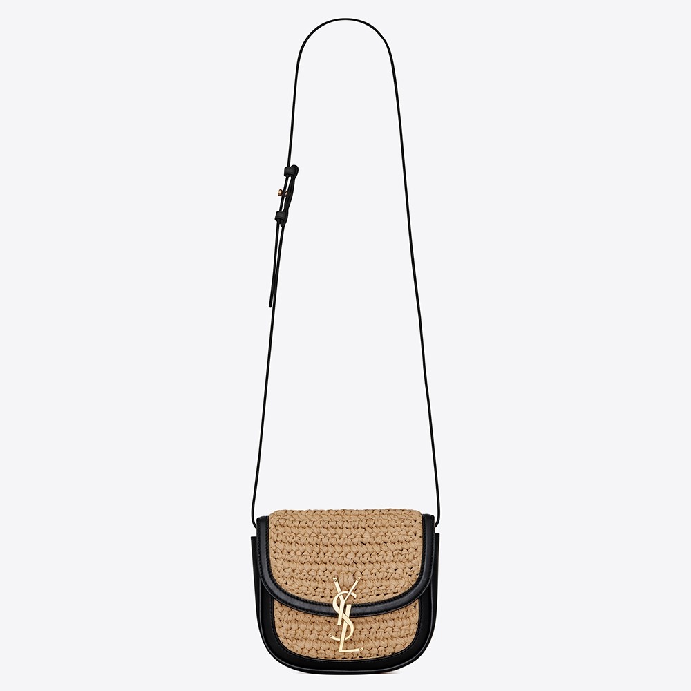 Saint Laurent Kaia Small Bag In Raffia and Leather