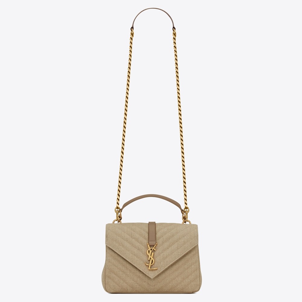 Saint Laurent College Medium Bag In Linen Canvas