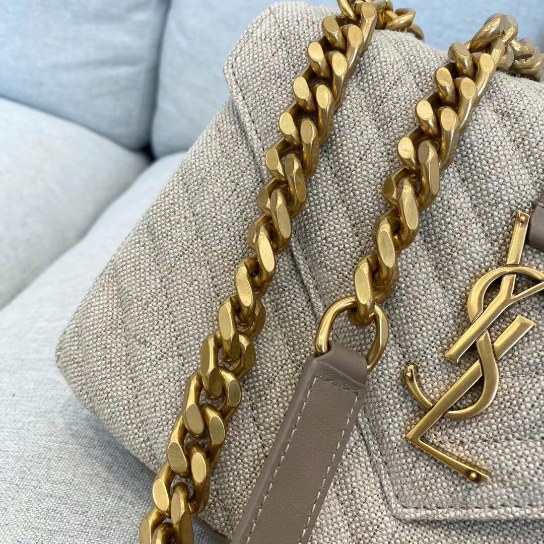 Saint Laurent College Medium Bag In Linen Canvas