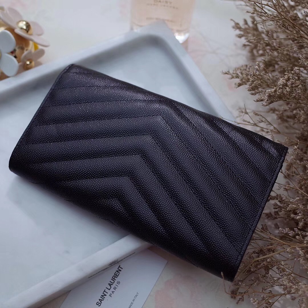 Saint Laurent Large Monogram Flap All Black Wallet