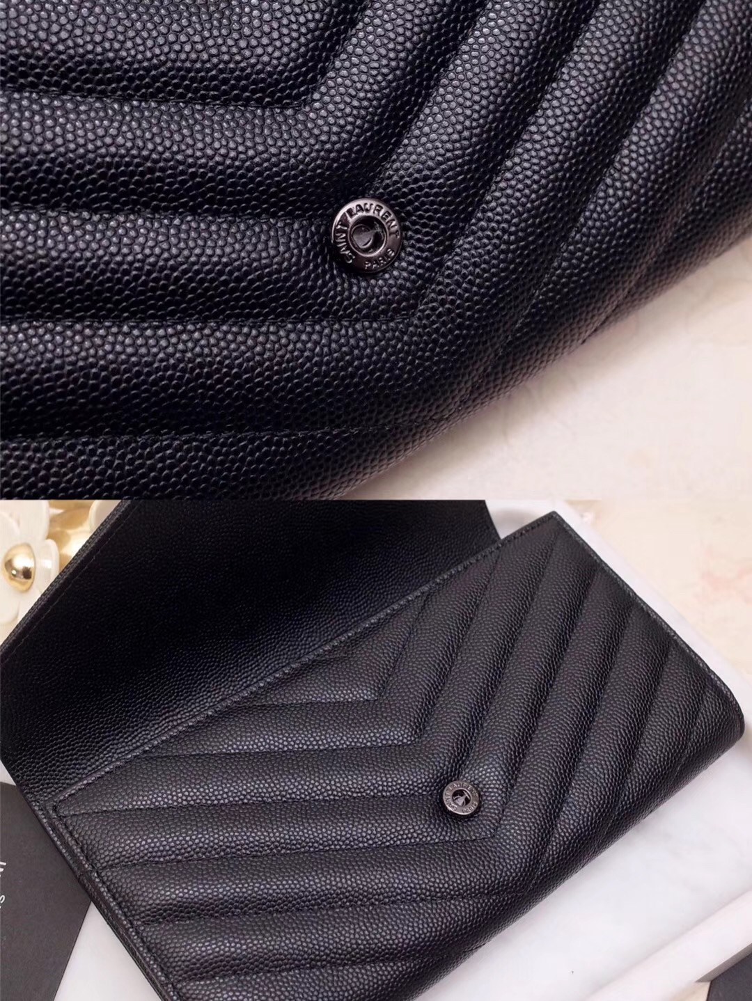 Saint Laurent Large Monogram Flap All Black Wallet