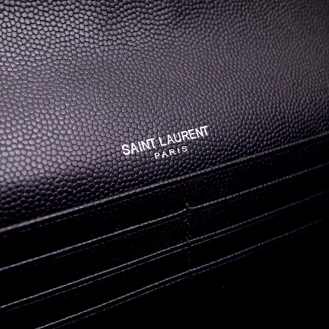 Saint Laurent Large Monogram Flap All Black Wallet