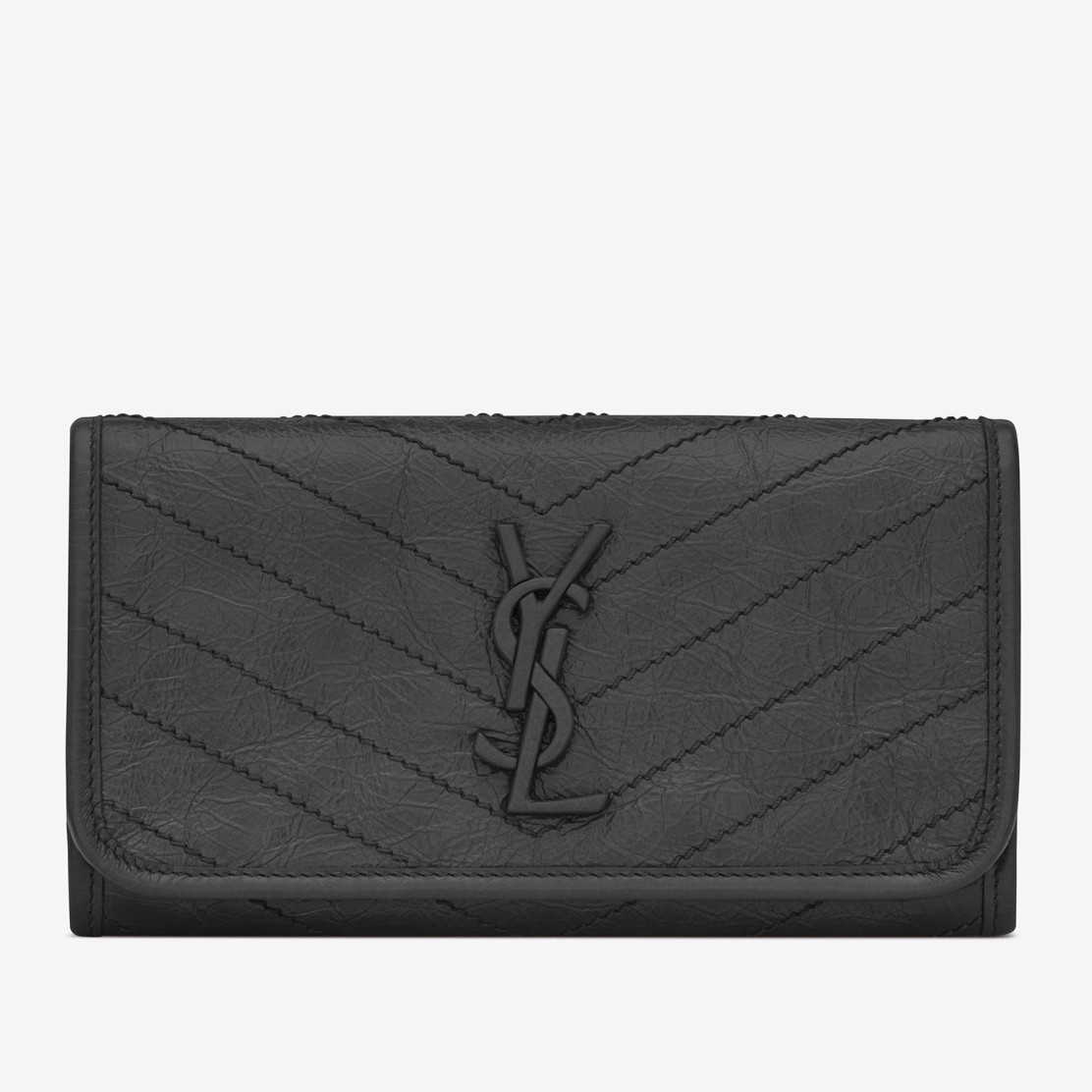 Saint Laurent Niki Large Wallet In Storm Crinkled Vintage Leather