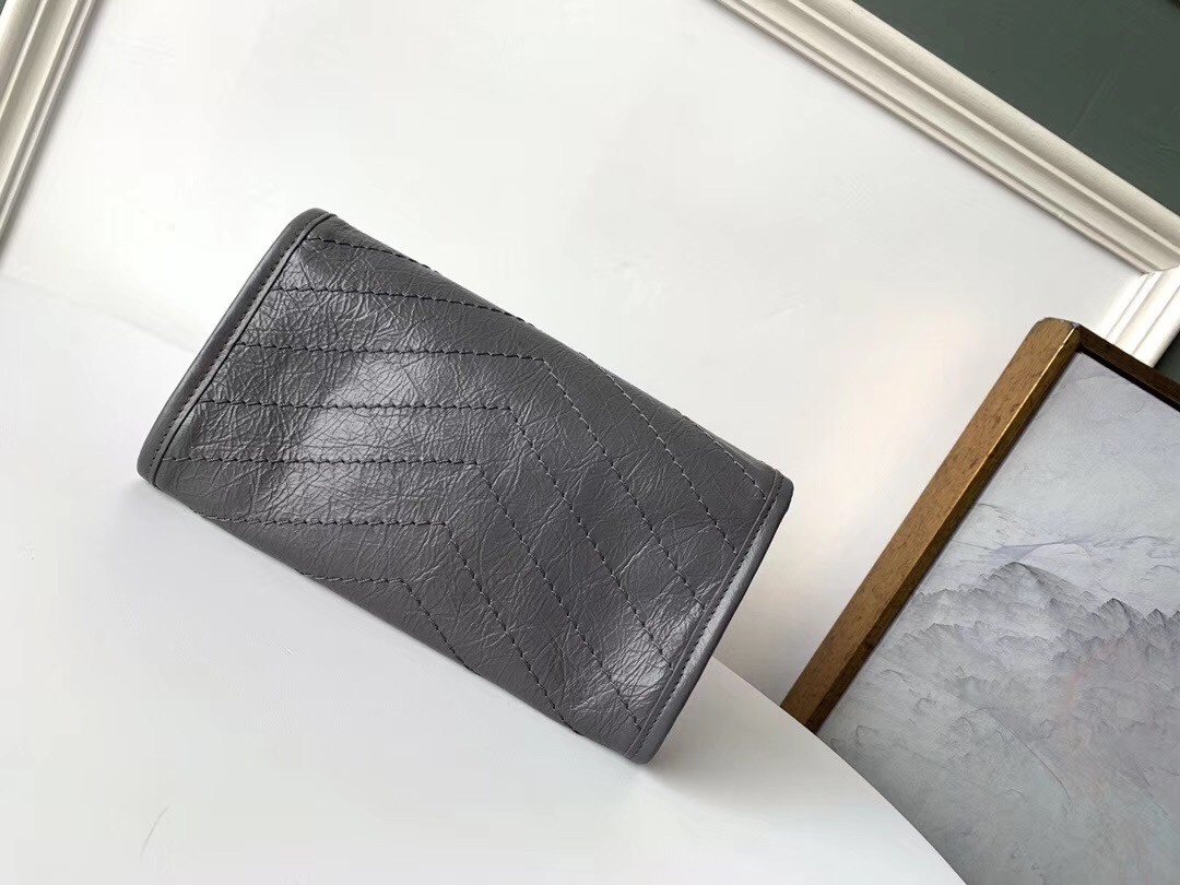 Saint Laurent Niki Large Wallet In Storm Crinkled Vintage Leather