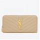 Saint Laurent Monogram Zip Around Wallet In Powder Grained Leather