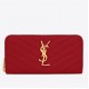 Saint Laurent Monogram Zip Around Wallet In Red Grained Leather