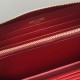 Saint Laurent Monogram Zip Around Wallet In Red Grained Leather