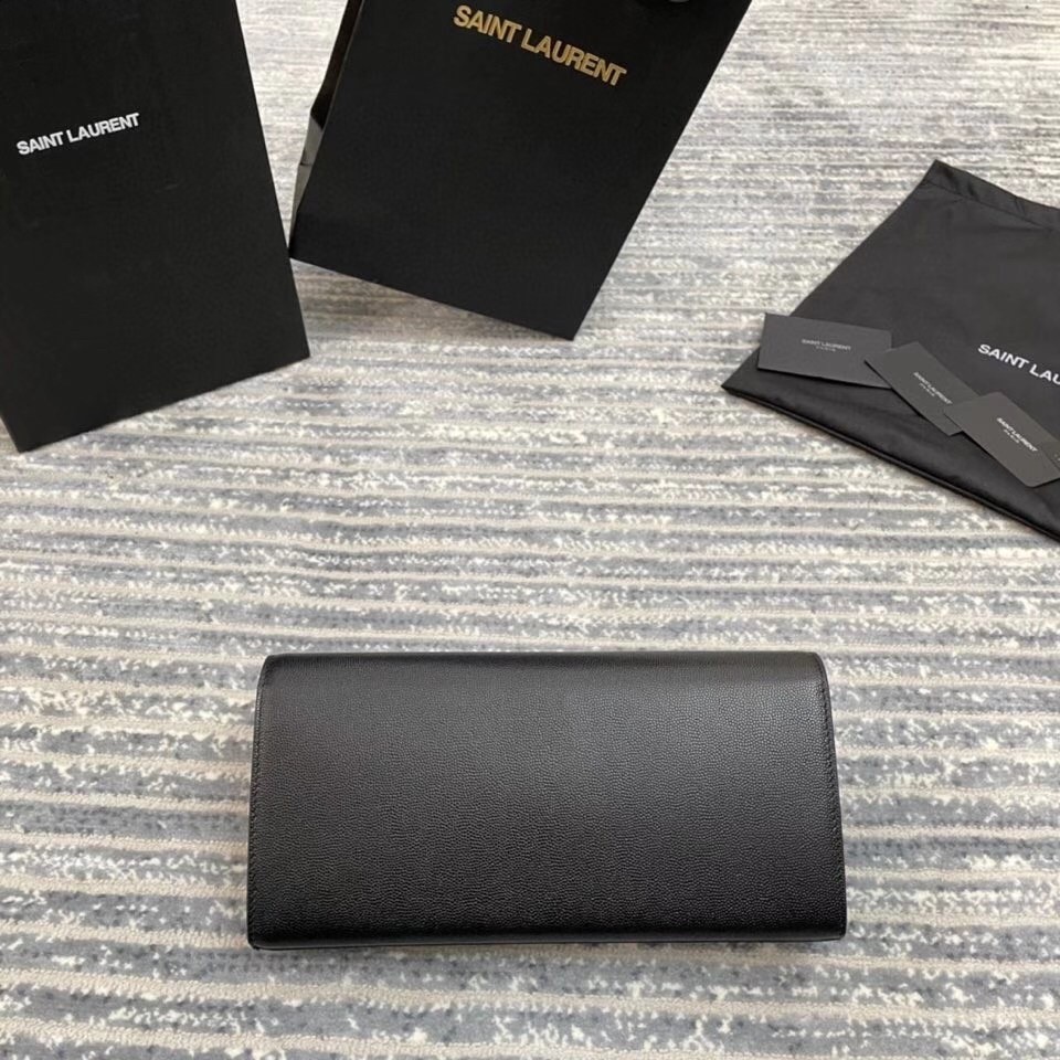 Saint Laurent Kate Clutch In Black Grained Leather