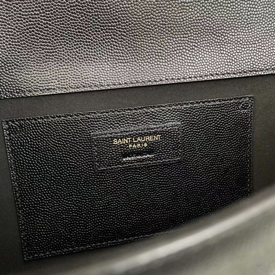 Saint Laurent Kate Clutch In Black Grained Leather