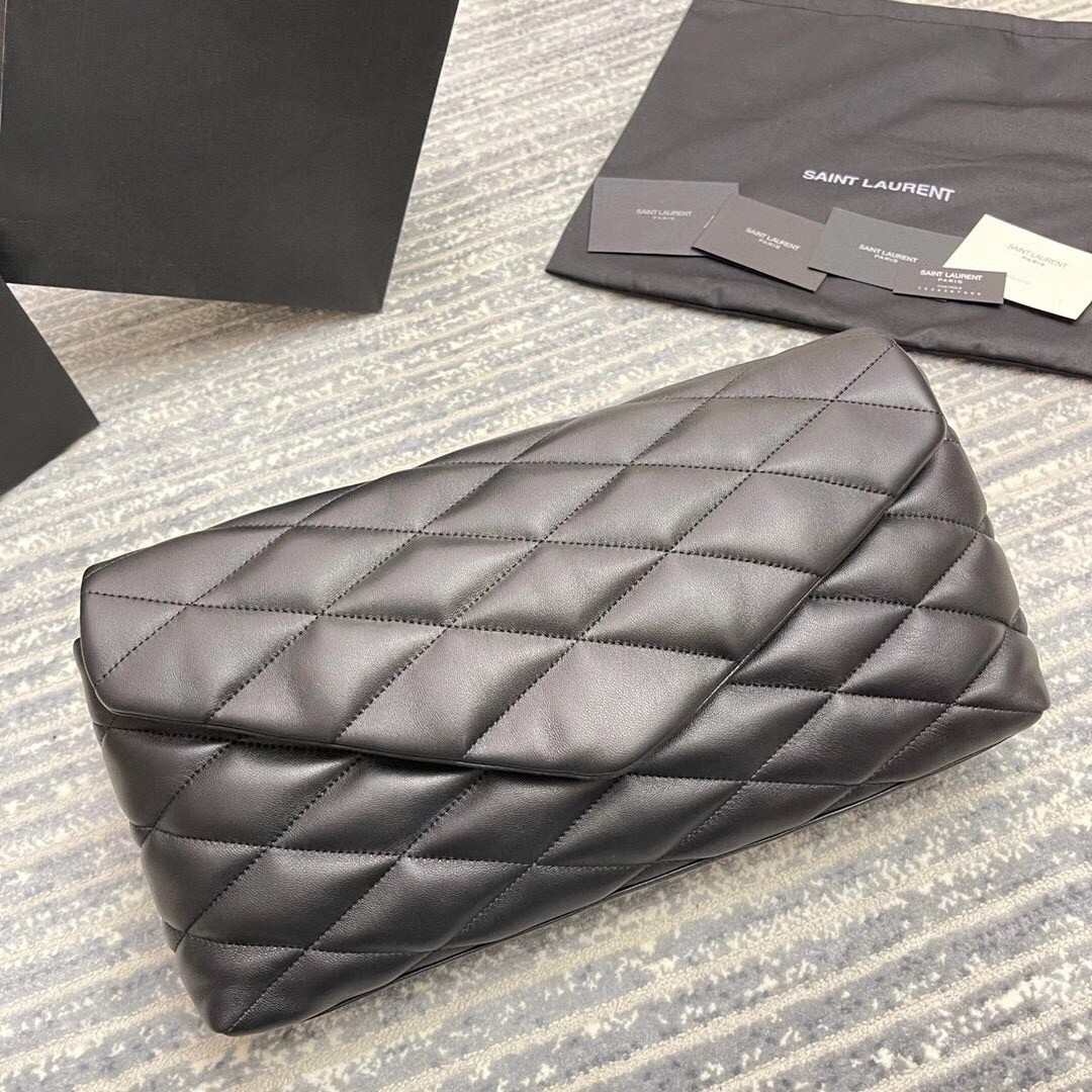 Saint Laurent Sade Puffer Envelope Clutch In Black Lambskin