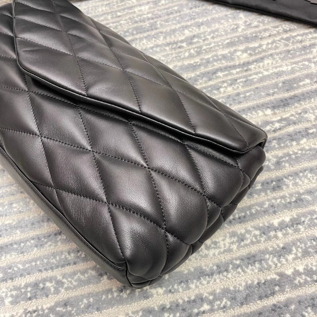 Saint Laurent Sade Puffer Envelope Clutch In Black Lambskin