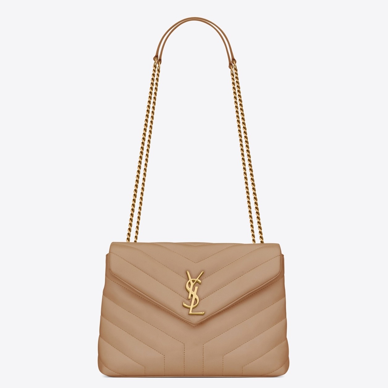 Saint Laurent Loulou Small Bag In Dark Beige Leather