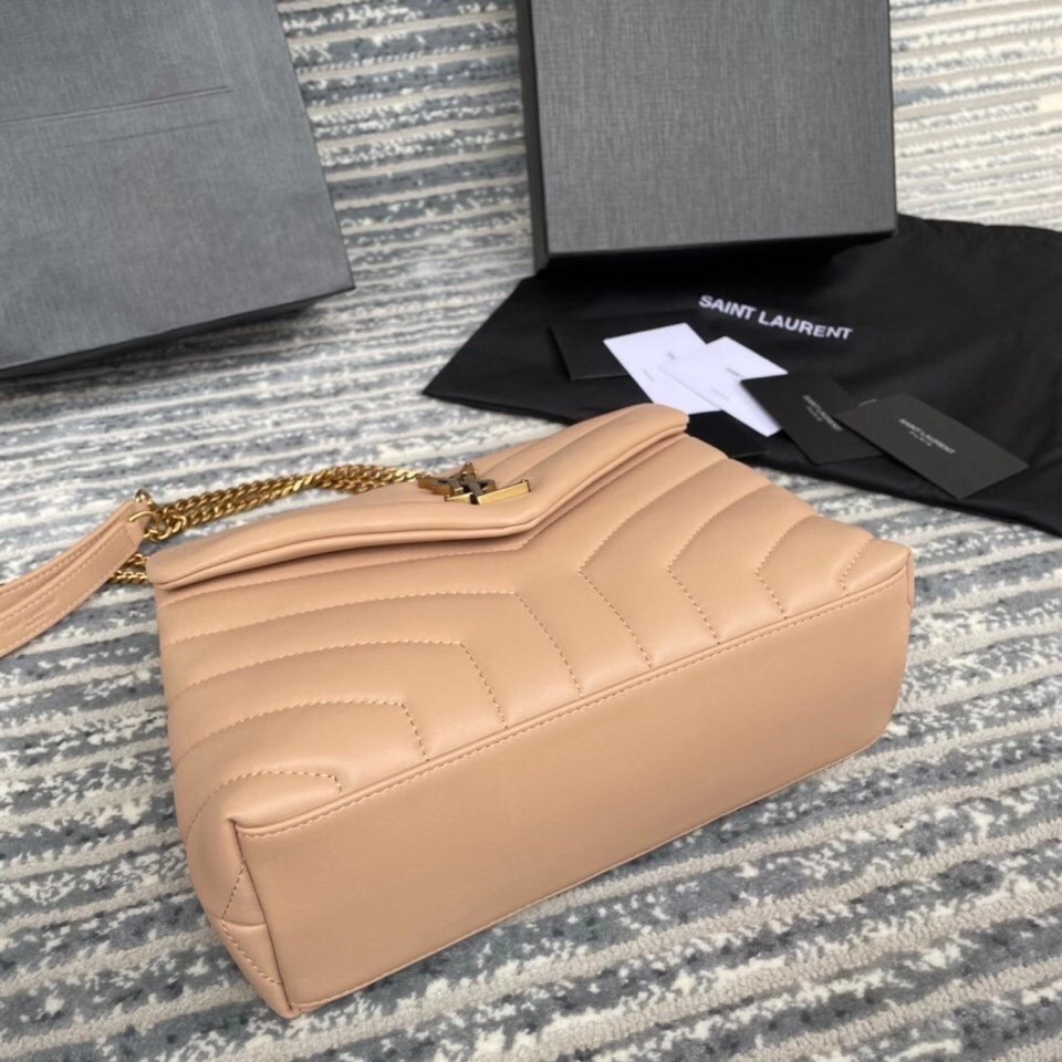 Saint Laurent Loulou Small Bag In Dark Beige Leather