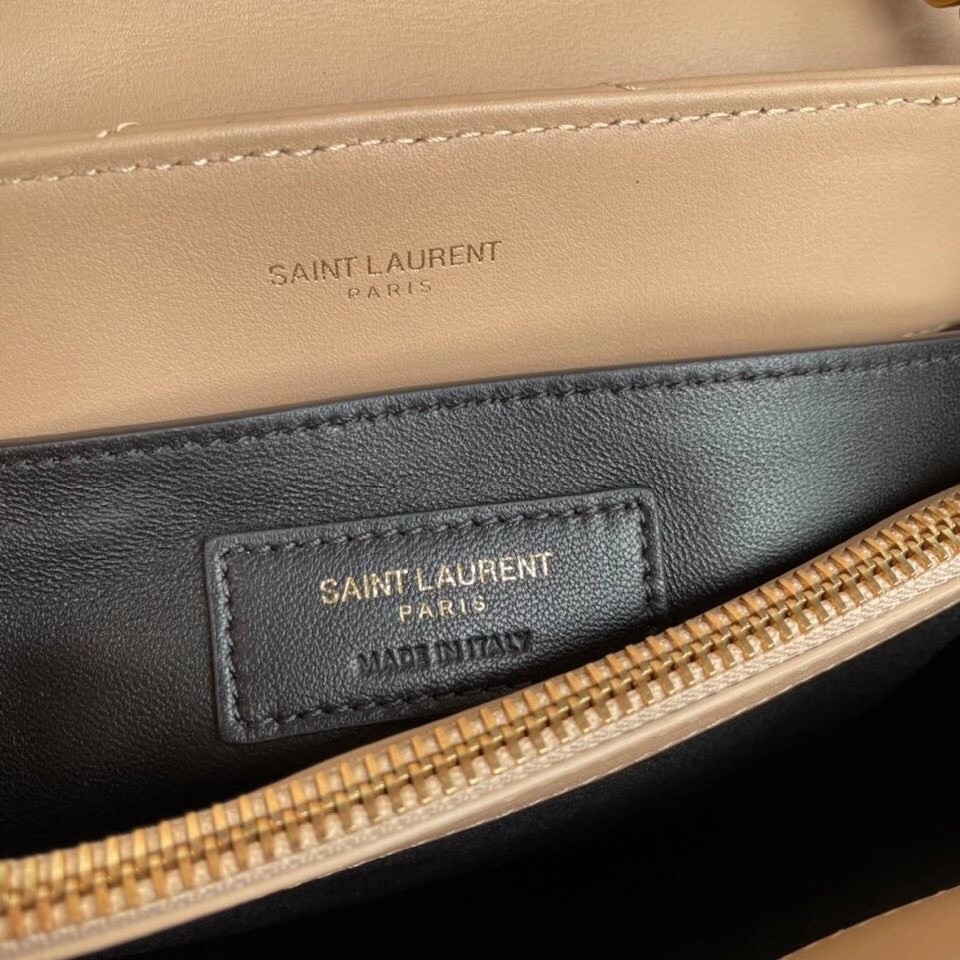 Saint Laurent Loulou Small Bag In Dark Beige Leather