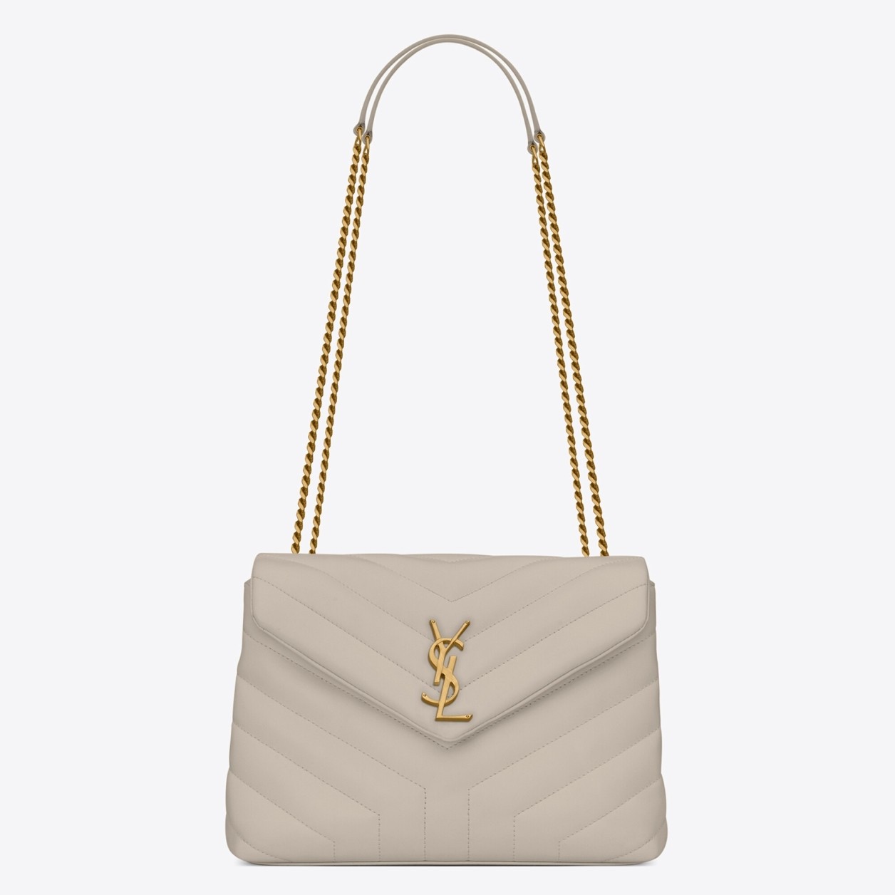 Saint Laurent Loulou Small Bag In White Matelasse Leather