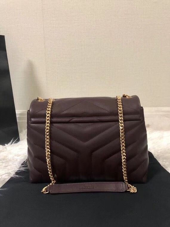 Saint Laurent Loulou Small Bag In Burgundy Matelasse Leather