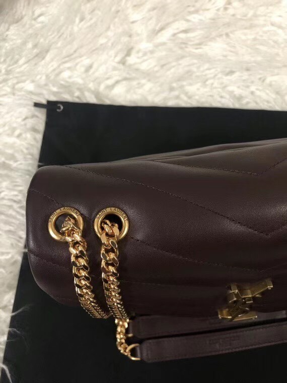 Saint Laurent Loulou Small Bag In Burgundy Matelasse Leather