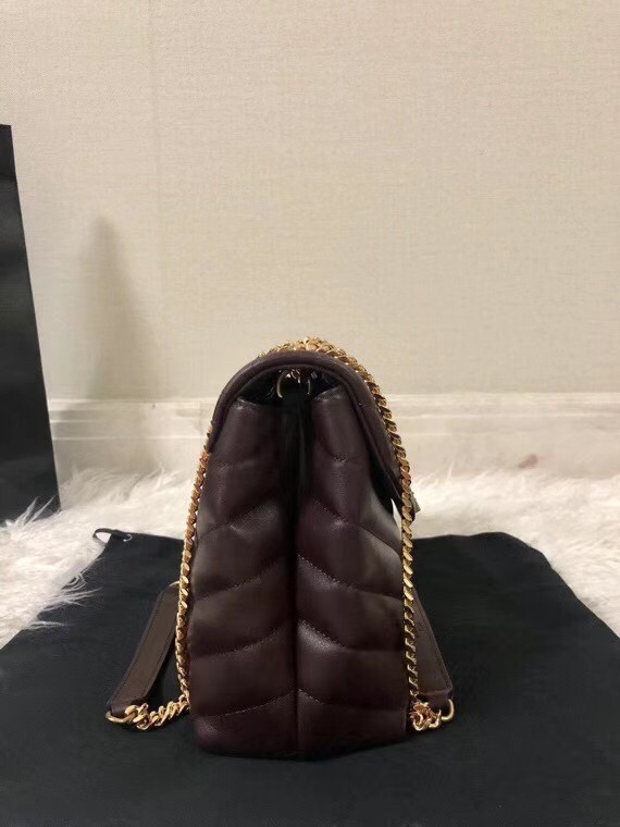 Saint Laurent Loulou Small Bag In Burgundy Matelasse Leather