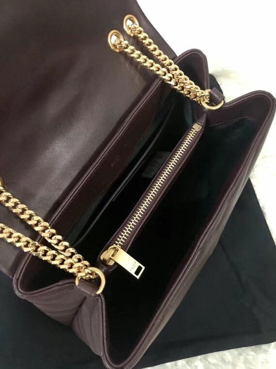 Saint Laurent Loulou Small Bag In Burgundy Matelasse Leather