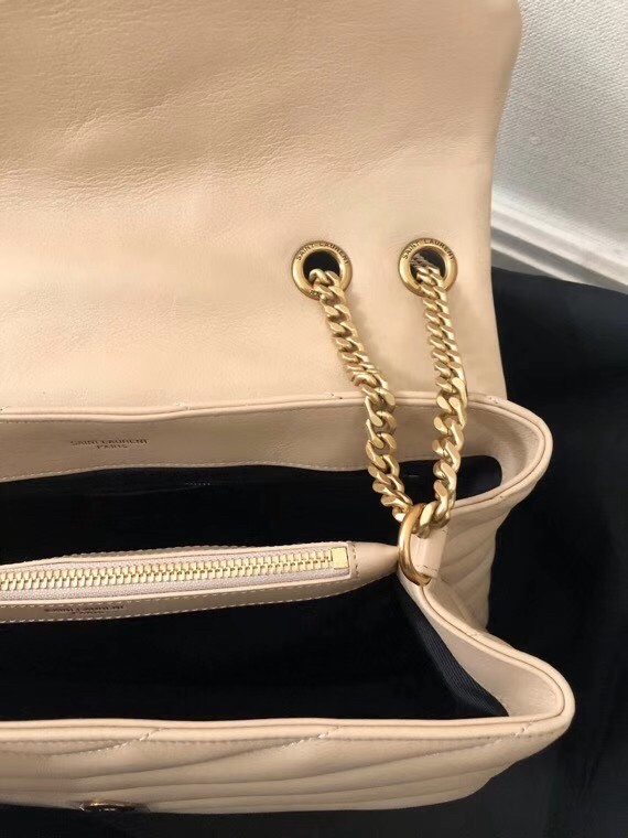 Saint Laurent Loulou Medium Bag In Beige Matelasse Leather