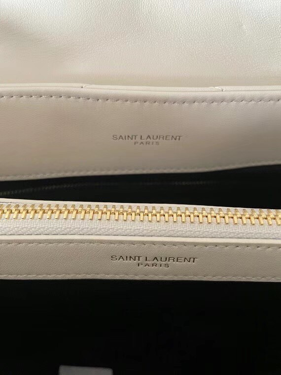 Saint Laurent Loulou Medium Bag In White Matelasse Leather