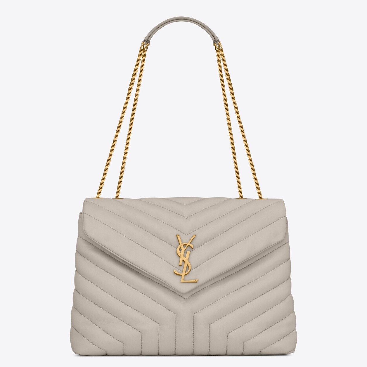 Saint Laurent Loulou Medium Bag In White Matelasse Leather