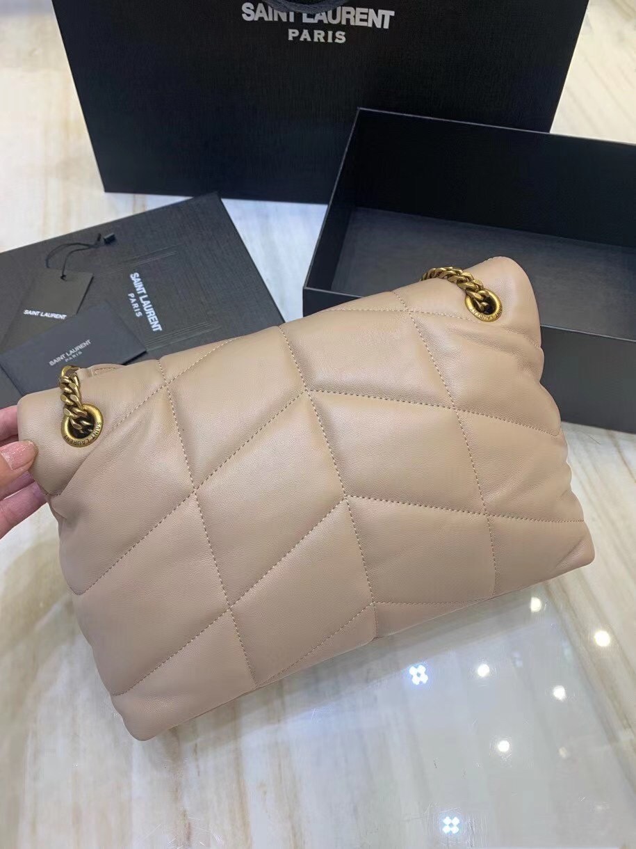 Saint Laurent Loulou Puffer Small Bag In Beige Matelasse Leather