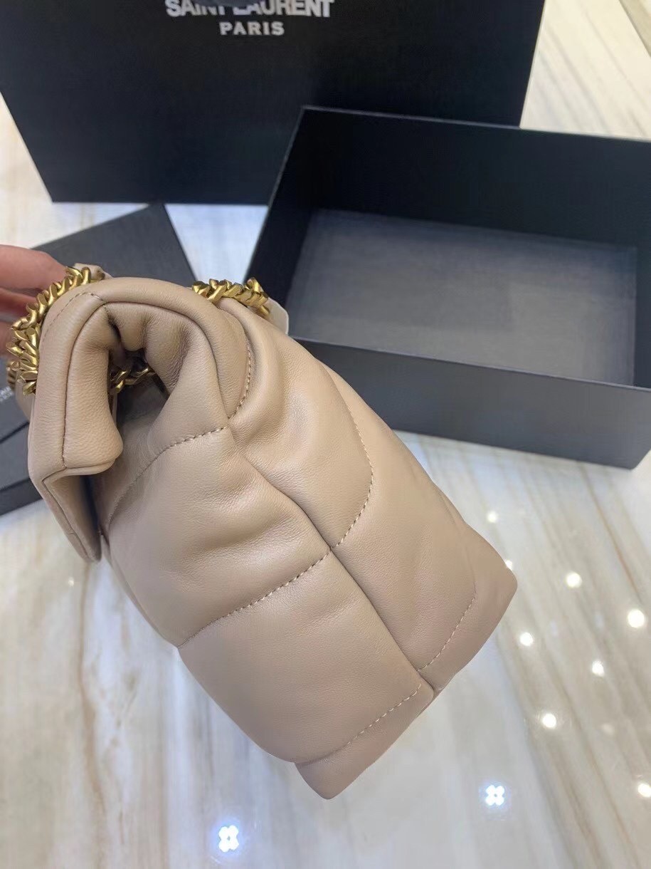 Saint Laurent Loulou Puffer Small Bag In Beige Matelasse Leather