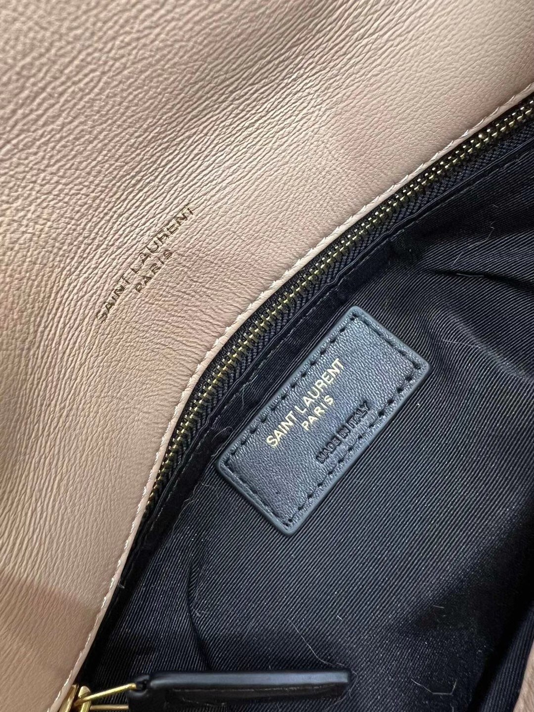 Saint Laurent Loulou Puffer Small Bag In Beige Shearling